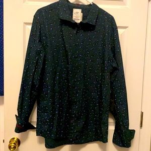 Long sleeve green flowery dress shirt
